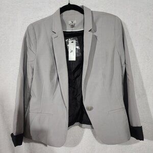 Worthington Blazer Grey One Button Closure Fully Lined Size M